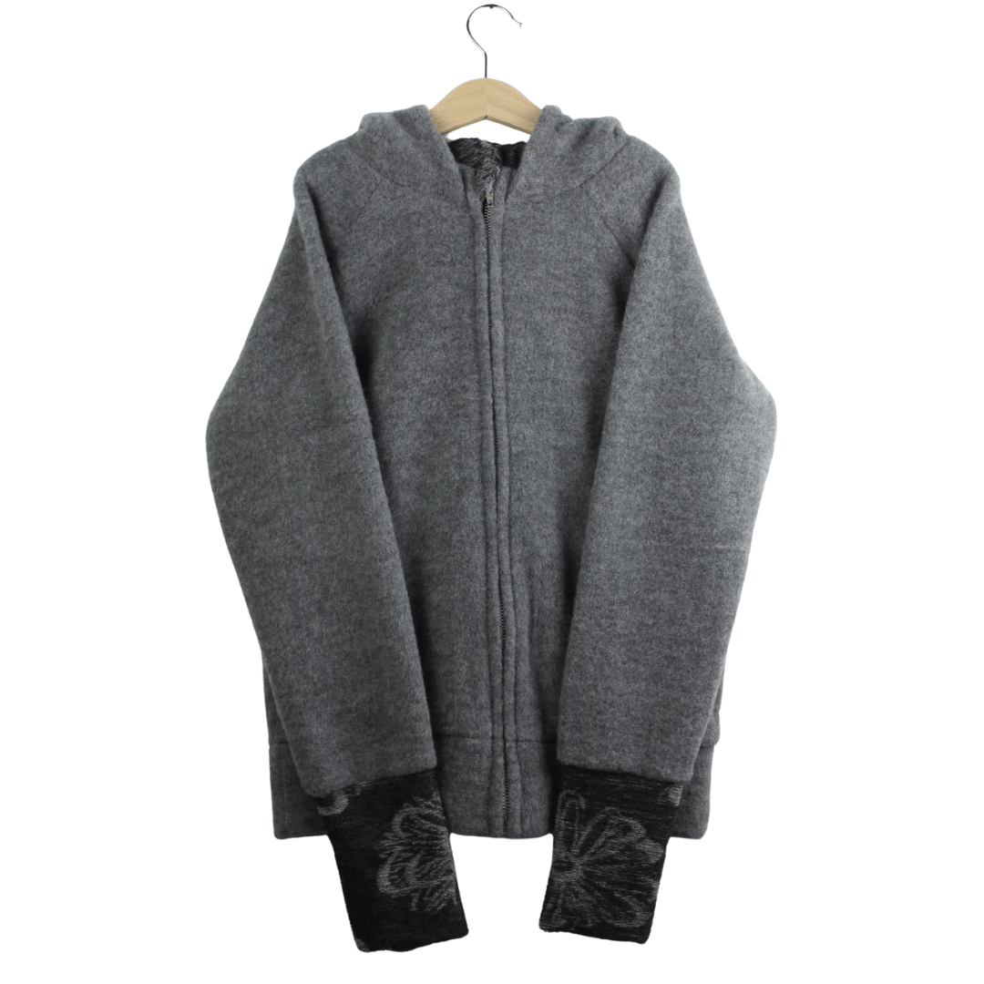 Wollfleece Kapuzenjacke Grau