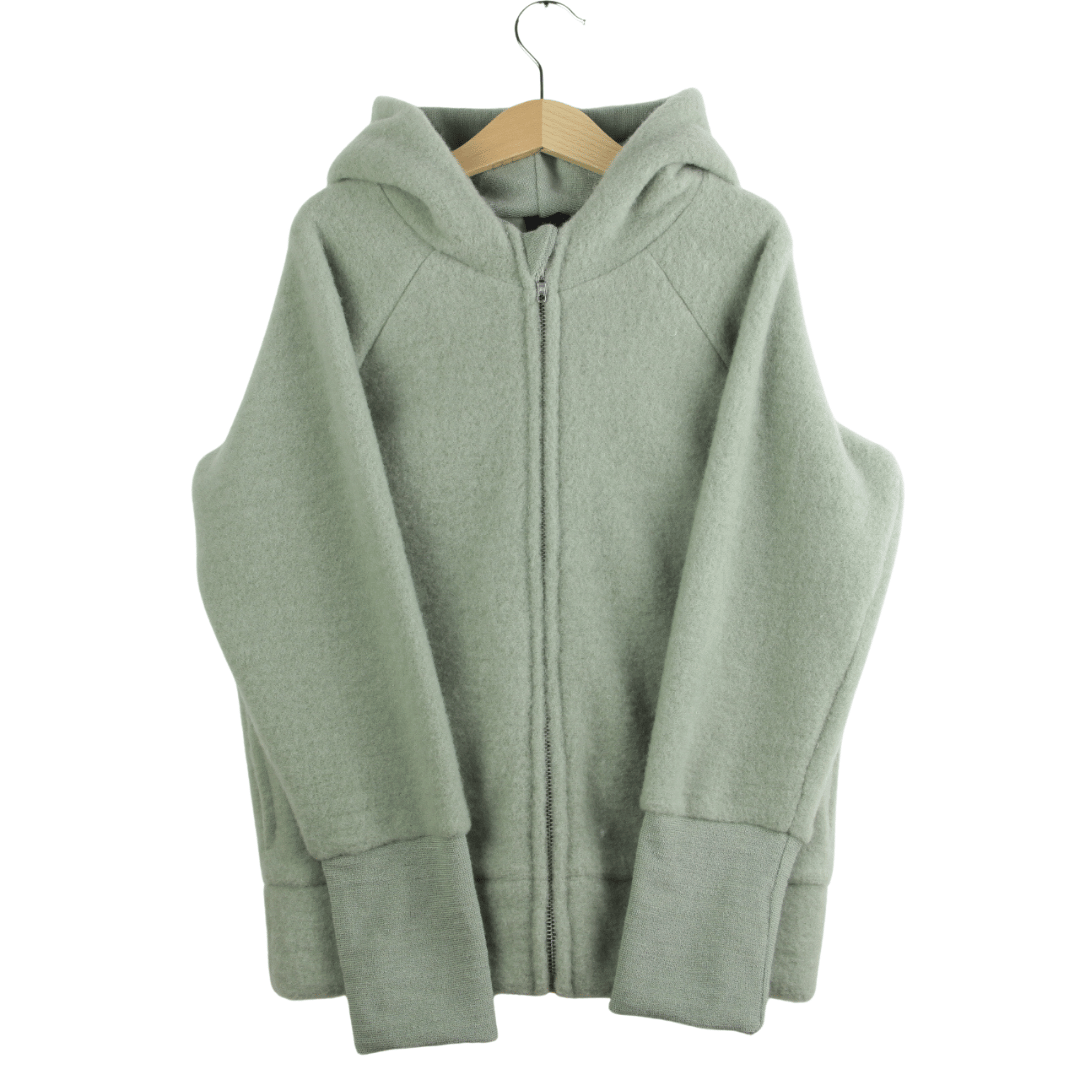 Wollfleece Kapuzenjacke Grün