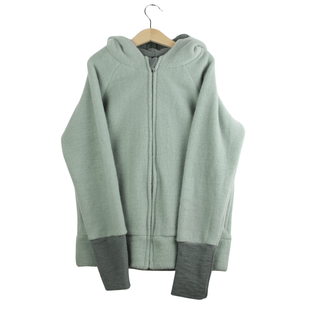 Wollfleece Kapuzenjacke Grün