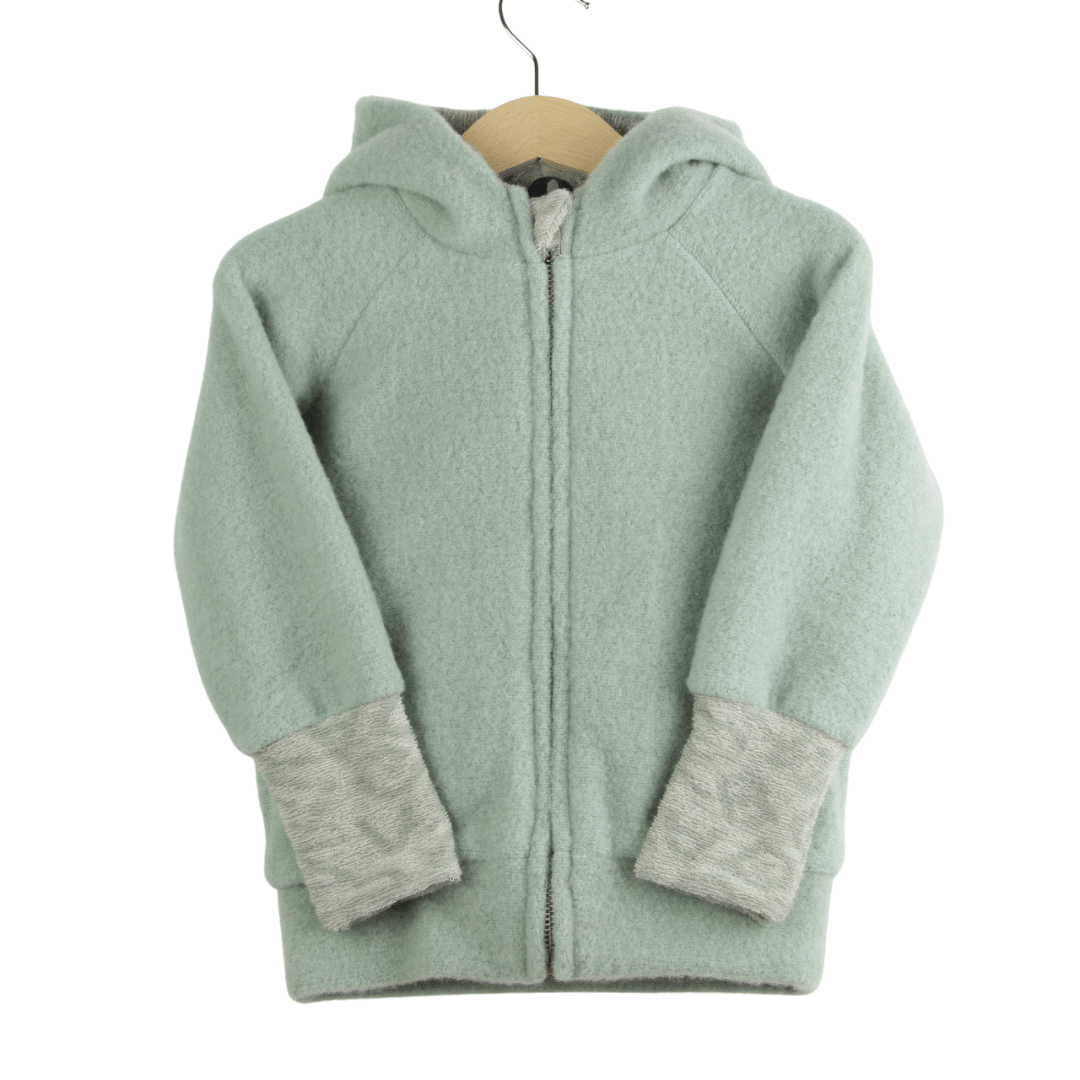 Wollfleece Kapuzenjacke Grün