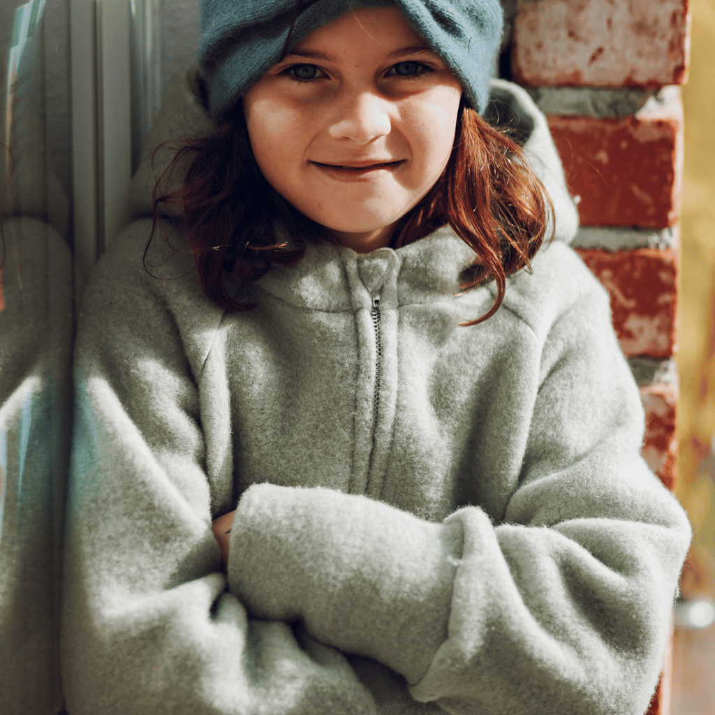 Wollfleece Kapuzenjacke Seegras - ForSchur