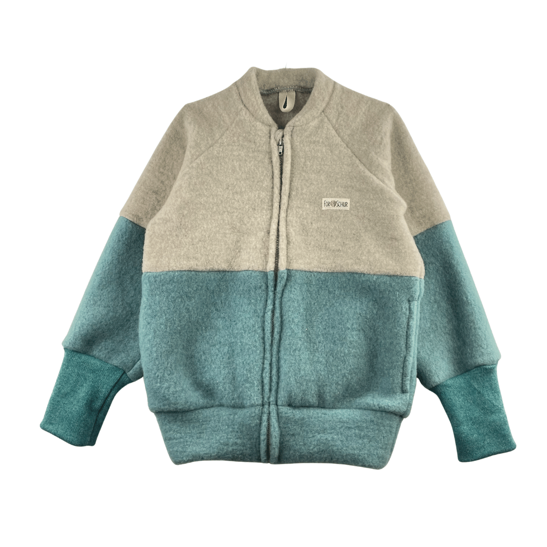 Wollfleece Kinder Jacke Braun/Blau