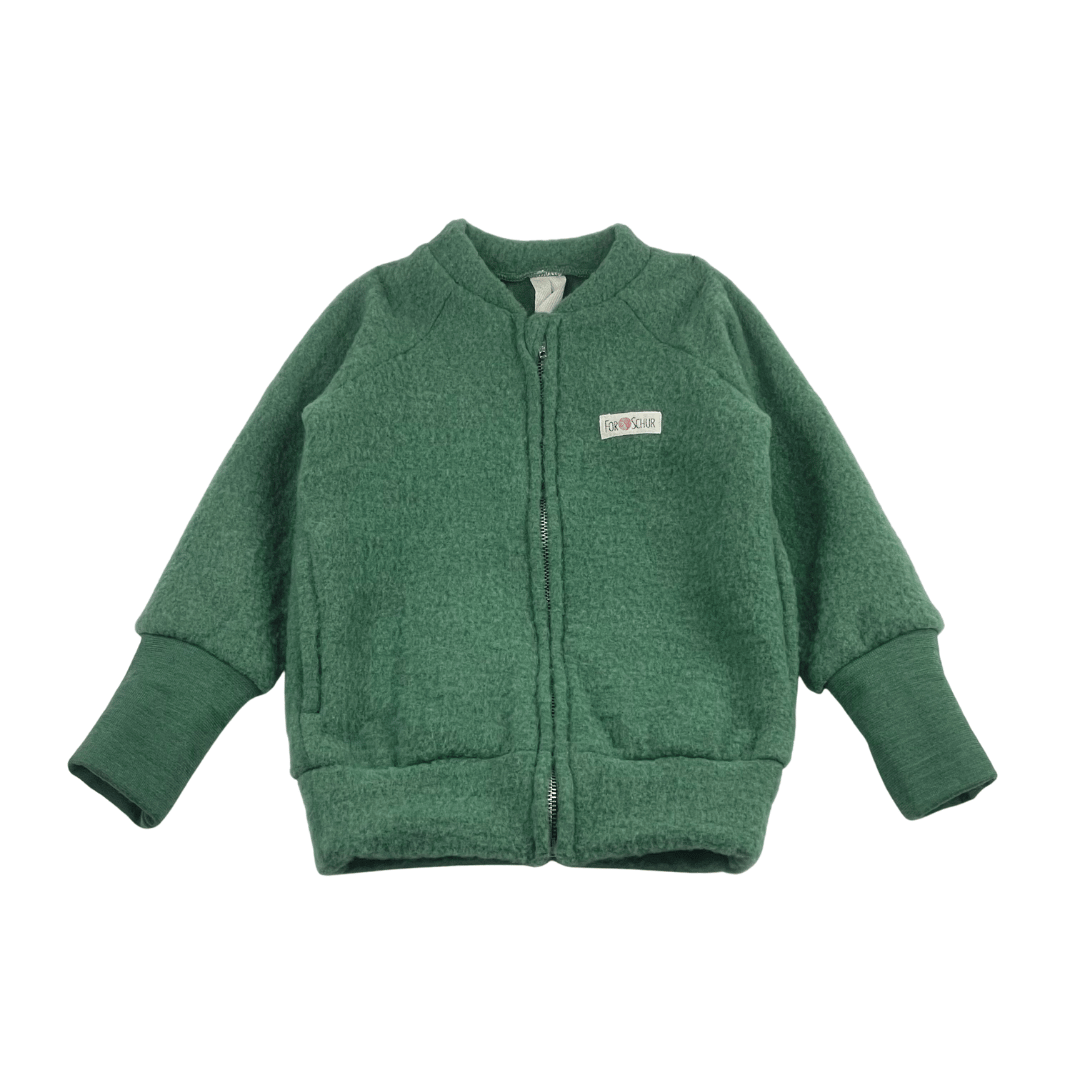 Wollfleece Kinder Jacke Grün Stoffabweichung
