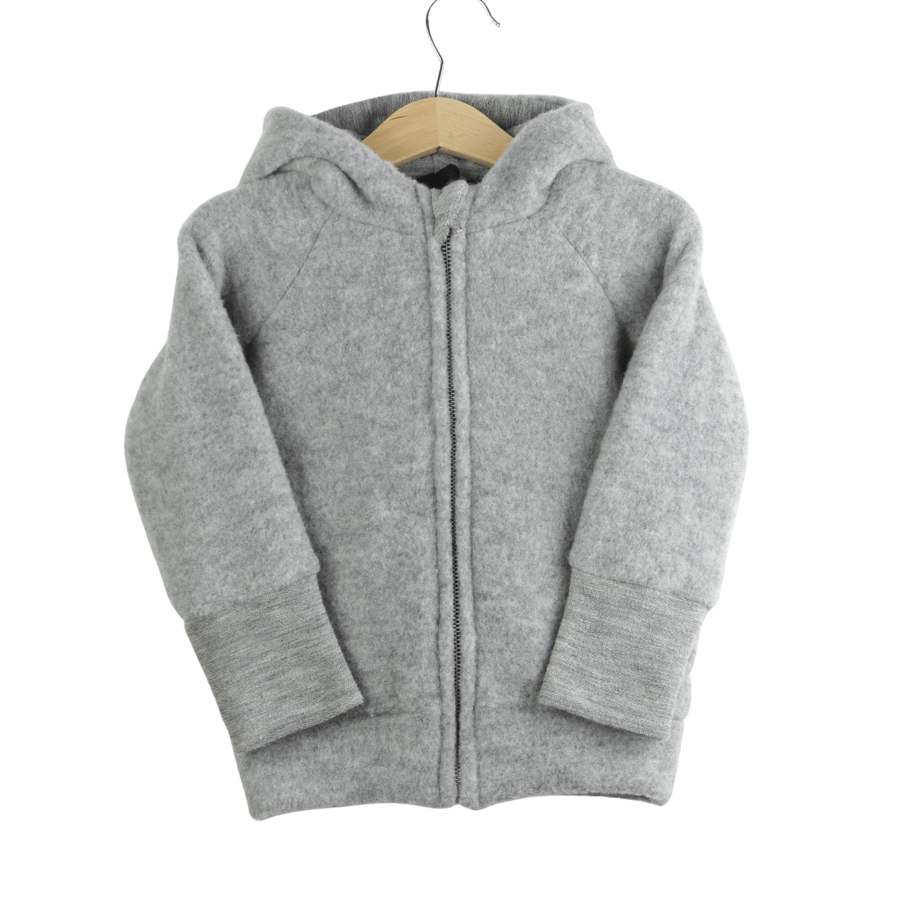 Wollfleece Kapuzenjacke Grau