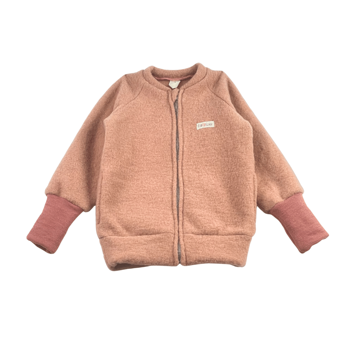 Wollfleece Kinder Jacke Rosa - Stoffabweichung
