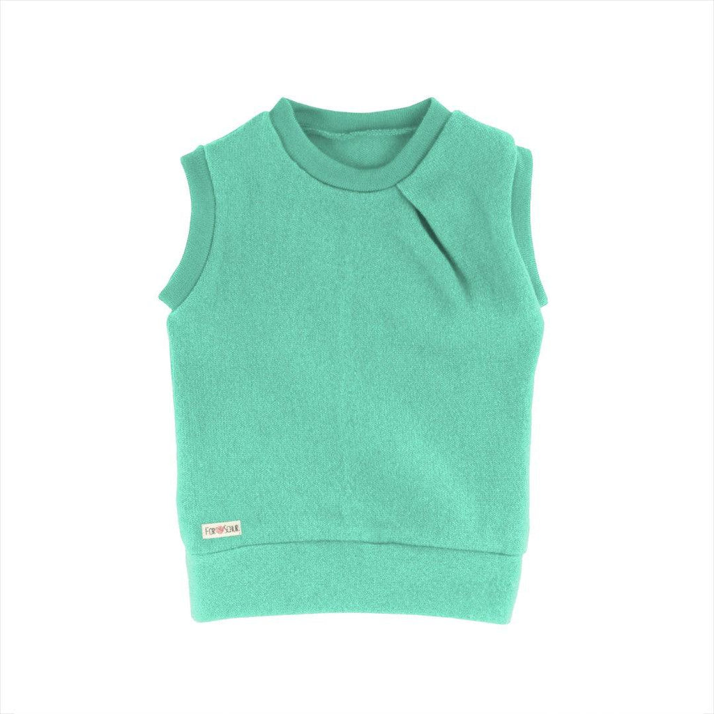 Kaschmirpullunder mit der Falte helles Mintblau - ForSchur
