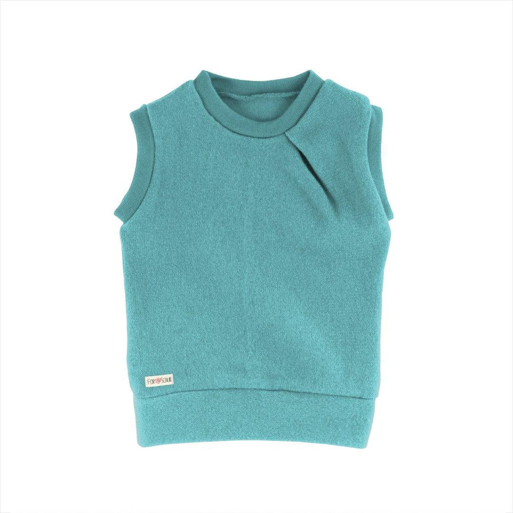 Kaschmirpullunder mit der Falte Mintblau - ForSchur