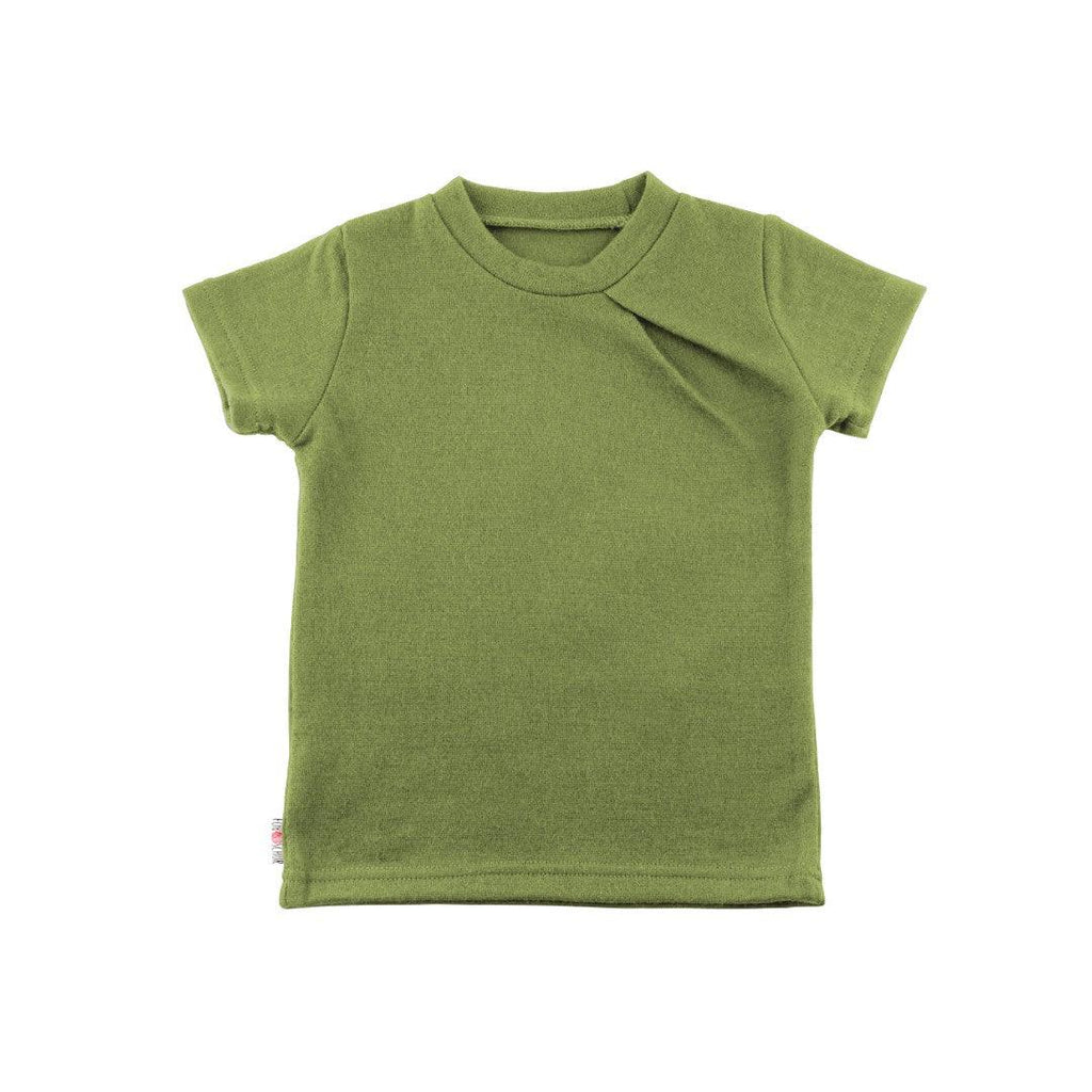 Upcycling Merino T-Shirt mit der Falte helle Olive - ForSchur