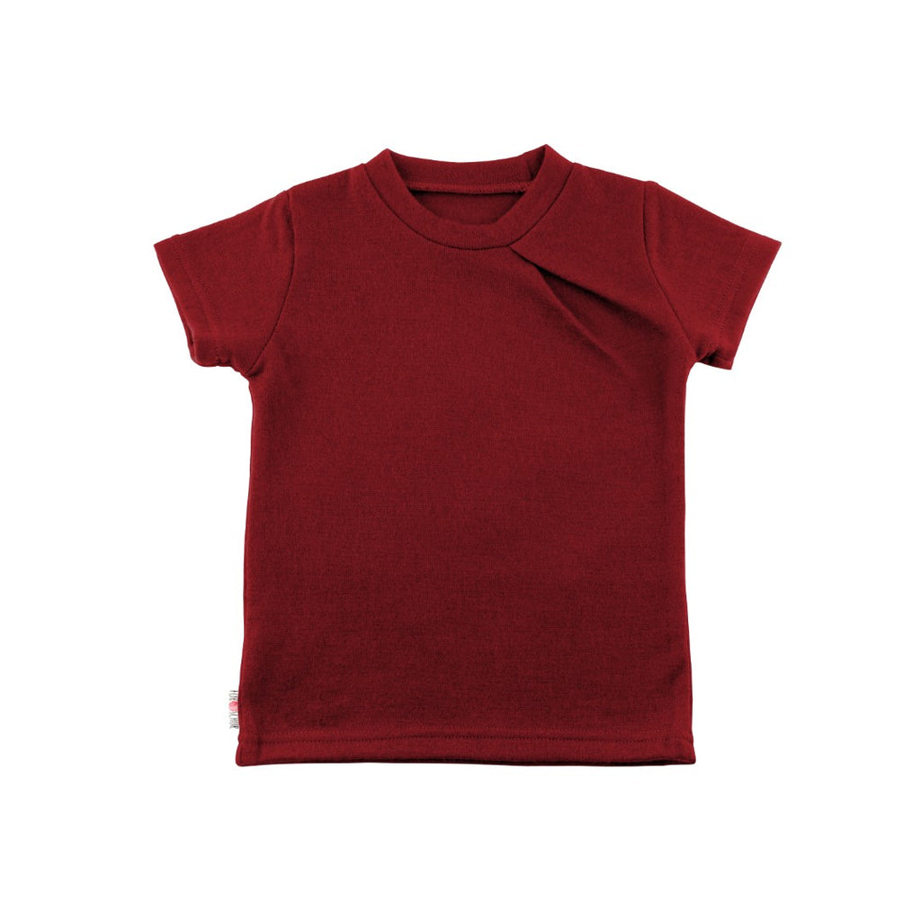 Upcycling Merino T-Shirt mit der Falte Rotwein - ForSchur